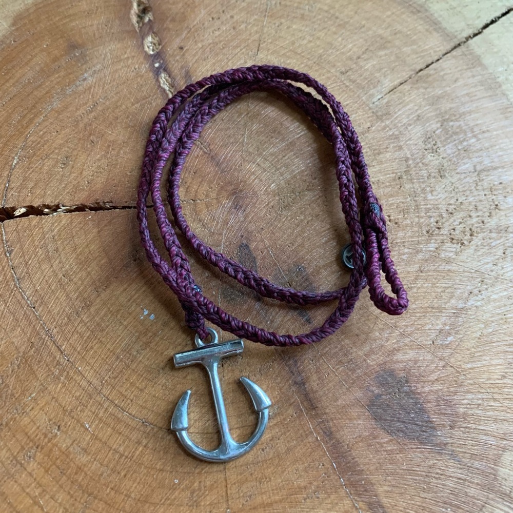 Pura Vida silver anchor burgundy